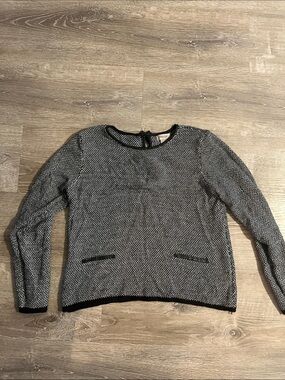 fresh Black & White Textured Crewneck Sweater
